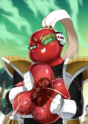 1girls alien alien_girl battle_armor big_areola big_breasts big_nipples bonyu bottom_lip breast_milk breast_squeeze breasts chubby close-up dragon_ball dragon_ball_z dragon_ball_z:_kakarot dragoonrekka excessive_lactation female female_only ginyu_force green-tinted_eyewear huge_breasts lactation milf ponytail puffy_areola red-skinned_female red_skin scouter smile solo_female tinted_eyewear voluptuous white_hair