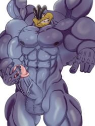 1boy 4_arms anthro azakishimo bara big_hands big_penis big_testicles clenched_teeth erection eye_contact grey_skin half-closed_eyes huge_penis huge_testicles humanoid_penis large_penis large_testicles looking_at_viewer machamp male male_only multi_arm multi_limb muscles muscular muscular_arms muscular_legs muscular_male navel nintendo penis pokemon pokemon_(species) pokemon_rgby red_eyes solo source_request teeth testicles thick_penis thick_thighs thigh_gap veins veiny_penis white_background