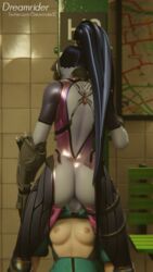 1futa 1girls 3d alternate_costume areolae ass balls blender bodysuit breasts chestless clothing dickgirl dreamrider erection female footwear futa_on_female futanari graffiti_tracer handwear human intersex large_ass nipples overwatch penis testicles torn_bodysuit torn_clothes tracer widowmaker