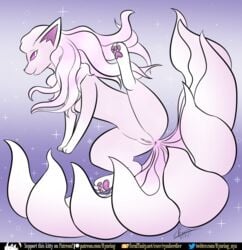 1girls alolan_ninetales alternate_color anus ass canine eye_contact female fox fur furry furry_only half-closed_eyes looking_at_viewer ninetales nintendo original_character patreon paws pokémon_(species) pokemon pussy rymherdier shiny_ninetales shiny_pokemon simple_background solo spread_legs spreading tail text thick_thighs url video_games watermark wide_hips