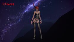 3d blue_eyes castanic lingerie red_hair short_hair tera_online valky3d valkyrie