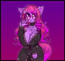 big_breasts byternomar dialgafirewolf furry my_little_pony nightgown nipple_bulge original_character pink_eyes pink_fur pink_skin