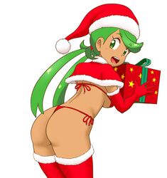 1girls aged_up alternate_breast_size alternate_outfit back bent_over big_ass big_breasts christmas christmas_outfit christmas_present dark-skinned_female dark_skin eye_contact female female_only gift green_hair human human_only long_hair looking_at_viewer mallow_(pokemon) nintendo nipples nipples_visible_through_clothing pokemon pokemon_sm pose revealing_clothes santa_costume santa_hat solo thick_thighs thigh_gap tof underboob wide_hips