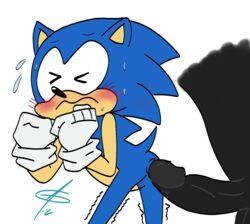 2boys age_difference anal big_penis black_fur black_penis blue_fur blush femboy gay gloves hedgehog huge_cock ican-t-get-no-satisfaction male male/male male_only pale-skinned_male sega sonic_(series) sonic_the_hedgehog sweat sweatdrop yaoi