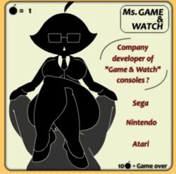 1boy anal_sex animated busty clothed_sex clothing female female_focus genderswap genderswap_(mtf) glasses monochrome ms._game_and_watch penetration quiz retro rule_63 sex teacher tvcomrade123