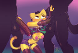 1girls 2019 2boys balls bethesda_softworks big_balls big_penis black_balls blush bodily_fluids breasts canid canine canis cheek_bulge clothed clothing cum cum_in_mouth cum_inside cum_on_breasts cum_on_face cum_on_penis cum_string domestic_cat erection felid feline felis female foreskin genital_fluids hi_res humanoid_penis katia_managan male mammal nipples nude penis pink_nipples pink_nose prequel pussy the_elder_scrolls turk128 uncircumcised uncut vein video_games webcomic