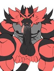 1boy anthro anus autofellatio blush bodily_fluids feline fire fur furry hi_res incineroar male male_only mammal masturbation muscular nintendo nipples oral oral_masturbation penile_masturbation penis pokémon_(species) pokemon pokemon_sm radcanine saliva solo stripes testicles text tongue unfinished veins video_games watermark