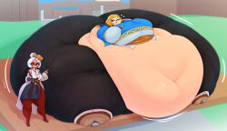 2girls ass bbw belly_button black_pants blonde_hair blue_eyes breath_of_the_wild elf_ears fat fat_legs glasses gloves hand_on_thigh hands_on_breasts huge_ass huge_belly huge_thighs hyper_ass hyper_belly hyper_thighs massive_ass massive_belly mysterydad overweight overweight_female princess_zelda purah purah_(tears_of_the_kingdom) red_eyes short_hair the_legend_of_zelda thick_thighs thighs tight_clothing tight_pants white_hair