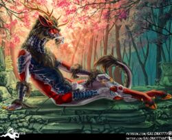 animal_genitalia anthro asian_mythology balls chinese_mythology east_asian_mythology forest hooves japanese kirin male mythology nude salonkitty sheath tree