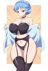 1girls abysswatchers blue_hair breasts female female_only fire_emblem fire_emblem:_three_houses large_breasts light_smile looking_at_viewer marianne_von_edmund nintendo short_hair solo standing thick_thighs thighs white_skin