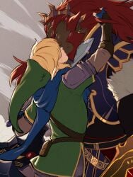 2boys ganondorf kissing kukumomo link tagme the_legend_of_zelda yaoi