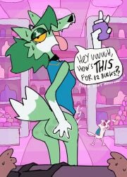 2d 2d_animation animated ass_focus ass_shake ass_slapping eye_covering_bang furry furry_only gamecade_(ncs) gif gloose_(ncs) green_fur green_hair nance_(gamecade) ponytail pov_male roksim tongue_out wolf_girl