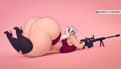 1girls ass azur_lane big_ass big_breasts big_butt breasts camo camo_clothing camo_print dat_ass fat_ass fat_butt female female_focus female_only giant_ass gun high_heel_boots high_heels huge_ass huge_butt large_ass large_butt light-skinned_female light_skin long_hair looking_at_viewer looking_back lying massive_ass massive_butt mostly_nude mostly_nude_female prinz_eugen_(azur_lane) red_bikini someshittysketches tagme thick thick_ass thick_legs thick_thighs thighs tight_clothing voluptuous voluptuous_female white_hair wide_ass wide_hips