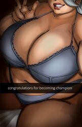 1girls auroch_nsfw big_breasts bra breasts female melony_(pokemon) older_female panties phone_screen pokemon selfie