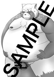 2019 absurd_res anthro balls belly big_balls blush canid canine fur furry gyobu hi_res humanoid_hands male male_only mametanu_tanuki mammal moobs navel nipples obese one_eye_closed overweight overweight_male penis pubes raccoon_dog scar simple_background solo solo_male tanuki tattoo text tokyo_afterschool_summoners video_games wink