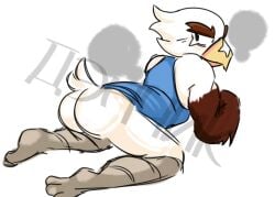 1boy 2024 anthro bird brawl_stars crow_(brawl_stars) daniltalkloidrus digital_drawing_(artwork) digital_media_(artwork) gay light_body male male_only partially_clothed simple_background solo supercell tagme watermark white_background white_body