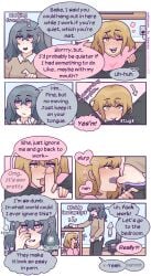 >-< >~< 1dickgirl 1futa 1futa1girl 2girls biting_lip biting_own_lip blonde_hair blowjob blush blushing cock_in_mouth cock_warmer cock_warming cockwarming comic comic_panel dialogue dickgirl english_text excited fellatio female/female female/futanari female_only first_person_perspective first_person_view flower flushed_face flustered fully_clothed futa_on_female futanari futanari/female giving_head golden_eyes gray_eyes gray_hair gray_nails hair_pin heart heart-shaped_pupils heart-shaped_speech_bubble hearts_around_head indoors laptop light-skinned_female looking_down looking_up moaning multiple_girls nova_(welcome_to_heaven) oral oral_sex owo painted_nails pale-skinned_female panting penis_in_mouth pink_nails pov saliva saliva_string speech_bubble standing_up sucking_penis sunny_(welcome_to_heaven) tongue_out trans_woman transfem under_the_table unzipping welcome_to_heaven wink yuri zipper_down