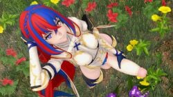 3d 3d_(artwork) alear_(female)_(fire_emblem) alear_(fire_emblem) big_cock big_penis blue_hair fire_emblem fire_emblem_engage floral_field flowers foreskin futa_only futanari mixed_hair_color nintendo pubic_hair red_hair solo theboobedone uncircumcised