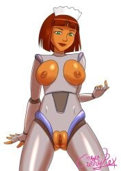 breasts brown_hair doris_(mega_man) female female_only green_eyes maid mega_man mega_man_(ruby-spears) nawteerobutt64 nipples vagina