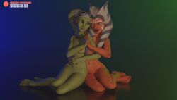 ahsoka_tano airress3d alien areolae barefoot breasts duo feet female female/female hand_holding hera_syndulla hi_res humanoid lekku_(anatomy) lips navel nipples nude smile star_wars t1g3r t1g3r_nsfw togruta twi'lek yuri