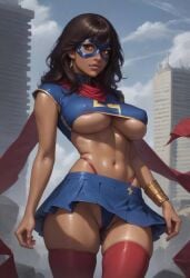 ai_generated ailurid big_ass big_breasts bikini collar dark-skinned_male dark_skin hero heroine horny_female light_skin love marvel marvel_comics ms._marvel nerd nerdy_female nude_female panties prostitution slut_collar stripes submissive_female vaginal_sex younger_female