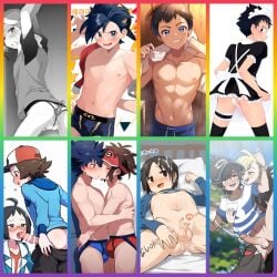 ai_assisted ass backsack balls billed_cap black_eyes black_hair black_pants blonde_hair blue_eyes blue_shirt blue_underwear boxer_briefs boxers boxers_(clothing) boxers_only brendan_(pokemon) brown_eyes brown_hair bulge butt calem_(pokemon) cap censored cheren_(pokemon) crossdressing crying cum cum_in_ass cum_inside cum_on_chest cum_on_hair cumshot detailed_bulge elio_(pokemon) ethan_(pokemon) femboy gay gladion_(pokemon) glasses green_eyes hat hilbert_(pokemon) hoodie hugh_(pokemon) japanese_text light-skinned_male light_skin looking_pleasured lucas_(pokemon) maid maid_headdress maid_outfit maid_uniform male_only nate_(pokemon) penis pokemon red_(pokemon) red_underwear sex_toy sex_toy_in_ass sex_toy_insertion shaking tears twink underwear underwear_only visor writing_on_body yaoi