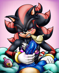 absurd_res balls bikini clothed clothing condom crossdressing first_person_view happyanthro hi_res lube male male/male nipples oral penis shadow_the_hedgehog sonic_(series) sonic_the_hedgehog swimwear