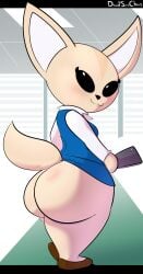 1girls aggressive_retsuko anthro ass big_ass bottom_heavy bubble_butt cellphone cute dat_ass davidsanchan fat_ass female female_only fennec fenneko huge_ass indoors large_ass looking_at_viewer looking_back no_panties office_lady phone png shortstack solo thick_ass thick_thighs tomboy wide_hips