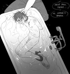 bathtub breaking_bad drowned drowning faint hair_pull helpless jesse_pinkman lacryboy male_only male_ryona skinny tied_up torture water_torture