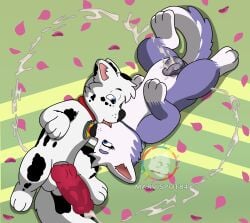 animal_genitalia animal_penis animal_vulva blue_eyes bodily_fluids canid canine canine_genitalia canine_penis canine_vulva canis cel_shading collar cum cum_drip cum_heart cum_in_vagina cum_inside cum_on_penis dalsky_(dalmatian_and_husky) domestic_dog dripping duo ejaculation female feral fluffy fluffy_ears fluffy_fur fluffy_tail french_kissing fur genital_fluids genital_markings genitals heart_(marking) heart_symbol hi_res kiss_on_lips kissing knot knotted_penis lying male male/female mammal markings marvispot84 on_side paw_patrol penis purple_body purple_fur sasha_(oc) shaded spots spots_(oc_marvispot84) spotted_body spotted_fur spotted_genitalia spotted_vulva spread_legs spreading tail vaginal_fluids vulva vulva_markings wet wet_penis white_body white_fur