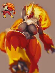 2023 3:4 abs agitype01 anthro areola big_breasts biped blaziken breasts digital_media_(artwork) female fusion generation_3_pokemon generation_5_pokemon hi_res hybrid hybrid_pokemon muscular muscular_anthro muscular_female nintendo nipples pokemon pokemon_(species) pokemon_fusion red_areola red_nipples solo zoroark