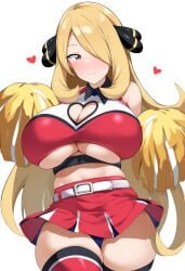 1girls 2024 ai_generated big_breasts blonde_female blonde_hair breasts cheerleader cheerleader_outfit cheerleader_uniform cynthia_(pokemon) elite_four female game_freak grey_eyes huge_breasts jiuyang-hsien large_breasts light-skinned_female light_skin long_hair massive_breasts pokemon pokemon_dppt rige891 solo