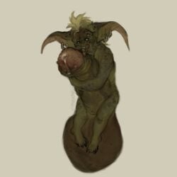 goblin goblin_(warcraft) goblin_male huge_cock hugging_penis hyper_cock hyper_penis looking_at_viewer monster_cock no_background original_character shy world_of_warcraft