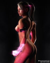 1girls 3d 3d_(artwork) arm_band armband blonde_hair breasts female female_only mortal_kombat mortal_kombat_11 naked nude nude_female ponytail skstalker solo sonya_blade uncensored