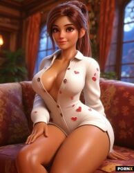 ai_generated big_breasts big_sister cute cute_face fat_ass n_1611 onesie solo wide_hips