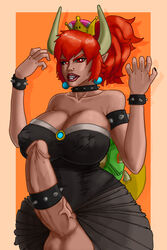 1futa big_breasts bowsette dark-skinned_futanari dark_skin dickgirl dress erection etan futa_only futanari genderswap huge_breasts huge_cock humanoid_penis intersex mario_(series) new_super_mario_bros._u_deluxe nintendo nipple_bulge red_bowsette red_hair solo tail voluptuous