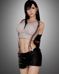 3d adeptusinfinitus belly blender breast female female_only final_fantasy final_fantasy_vii highres looking_away skirt solo suspenders tank_top tifa_lockhart