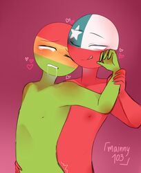 bolchi bolivia bolivia_(countryhumans) chile chile_(countryhumans) country countryhuman countryhumans gay green_skin red_skin saliva stickman tears yaoi