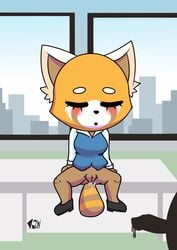 2d after_sex aggressive_retsuko ailurid anthro bodily_fluids bottomless breasts closed_eyes clothed clothing cum cum_in_pussy cum_inside duo female fur genital_fluids hi_res inside kcn male mammal office_lady penis pussy red_panda retsuko sanrio smooth_fur solo_focus spread_legs spreading straight