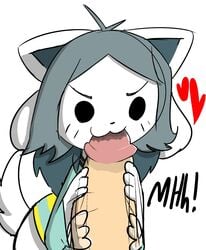 absurd_res anthro clothed clothing disembodied_penis duo fellatio female hair heart hi_res human male mammal neko3240 oral penile penis sex solo_focus straight temmie_(undertale) text undertale video_games