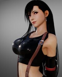 3d adeptusinfinitus alternate_costume belly blender breast female female_only final_fantasy final_fantasy_vii highres latex looking_away solo suspenders tank_top tifa_lockhart