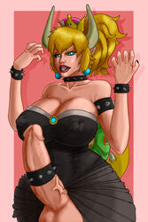 1futa big_breasts blonde_hair bowsette dickgirl dress erection etan futa_only futanari genderswap huge_breasts huge_cock humanoid_penis intersex mario_(series) new_super_mario_bros._u_deluxe nintendo nipple_bulge solo tail voluptuous