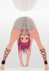 1futa autofellatio barefoot bent_over between_legs clothing dress fellatio fishnet_legwear futa_only futanari intersex magi:_the_labyrinth_of_magic morgiana penis purple_hair reflection solo solo_futa transparent_clothing