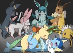 4boys 4girls ass big_ears big_tail black_fur blue_eyes blue_fur blush bodily_fluids brown_eyes brown_fur canine closed_eyes cum cum_in_pussy cum_inside cum_on_penis dialogue eevee eeveelution empty_eyes eye_contact feet female female_penetrated feral feral_on_feral feral_penetrated feral_penetrating feral_penetrating_feral flareon flat_chest fur furry genital_fluids glaceon green_fur grey_background group half-closed_eyes hi_res holding interspecies japanese_text jolteon koorinezumi leafeon legs_up long_ears long_tail looking_at_viewer male male/female male_penetrating male_penetrating_female missionary_position motion_lines nintendo no_nipples nude open_mouth orgy parallel_sex paws penetration pink_fur pokemon pokemon_(species) purple_eyes pussy red_eyes sex sitting spread_legs straight sylveon tail tears text thick_thighs tongue translation_request trembling umbreon vaginal_penetration vaporeon video_games wet white_fur wide_hips yellow_fur