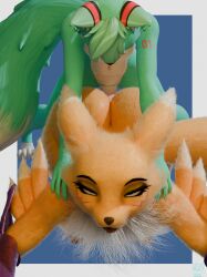 2026 ahegao all_fours ambiguous_penetration anthro areola armwear bandai_namco blue_body blue_eyes blue_fur breasts butt canid canine clothing digimon digimon_(species) digital_media_(artwork) duo eyebrows eyelashes female fox from_behind_position fur fur_markings genitals hi_res looking_pleasured male male/female mammal markings navel neck_tuft nipples nude open_mouth penetration penis renamon renamon_(furromantic) roflfox roflfox_(alexw95) roflfox_(artist) sex shoulder_grab standing tongue tongue_out tuft white_body white_fur