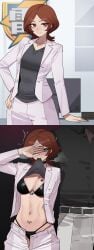 1boy 1girls 2026 2d bbc_slave belly belly_button belly_button_piercing bikini blush brown_eyes brown_hair clothed coach covering_face dark-skinned_male dark_skin embarrassed female female_torso flashing imminent_sex inazuma_eleven inazuma_eleven_victory_road interracial juxtaposition level-5 lifting_shirt light-skinned_female light_skin male medium_breasts midriff natural_breasts nelly_raimon original qos qos_tattoo queen_of_spades queen_of_spades_symbol race_fetishism raceplay raimon_natsumi ratatatat74 short_hair shy size_difference spade_tattoo stripping suit taller_male thong tummy unbuttoned_pants unbuttoned_shirt undressing womb