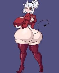1girls 2024 ass ass_bigger_than_head big_ass big_breasts breasts breasts_bigger_than_head cosplay female female_only helltaker horn horns huge_ass huge_breasts huge_thighs hyper_thighs inakotho large_ass large_breasts leotard looking_back lucifer_(helltaker) nier nier:_automata nier_(series) red_eyes red_leotard red_outfit skindentation tagme thick_thighs thigh_squish thighhighs white_hair yorha_2b_(cosplay)