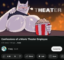 bara barazoku beefy chubby chubby_anthro chubby_male fizzy_(youtuber) fizzzzzzzzzzzzzzzy fizzzzzzzzzzzzzzzy_(youtuber) gay gay_male looking_at_viewer male male_only meme musk ritcherr solo sweat sweat_stain sweatdrop sweating text thumbnail youtube youtuber youtuber_boy youtuber_character fire popcorn popcorn_bucket big_pecs pectorals presenting_pecs moobs 1boy embarrassed nipples fizzy25