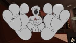 3_toes 3d_(artwork) 3d_background absurd_res aldenyates barefoot belly bite biting_lip brian_griffin digital_drawing_(artwork) digital_media_(artwork) family_guy feet foot_focus hi_res hindpaw male masturbation mixed_media paws slightly_chubby slightly_chubby_male soles solo toes