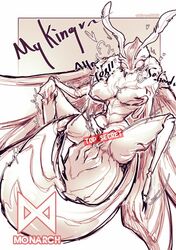 anthro arthropod barely_visible_genitalia barely_visible_pussy big_breasts breasts chiyau female godzilla_(series) hand_on_breast heart insects lepidopteran masturbation monarch_(artist) moth mothra pussy toho